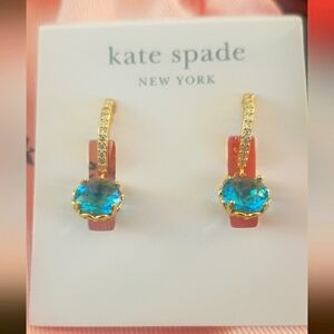 Kate Spade Gold Tone Aquamarine That Sparkle Drop Earrings